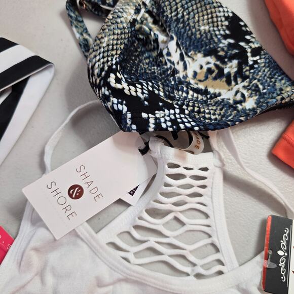 Colorful Swim 6 Piece Bundle Women's Small 1 Swimsuit & 5 Swim Tops NWT - Picture 9 of 16